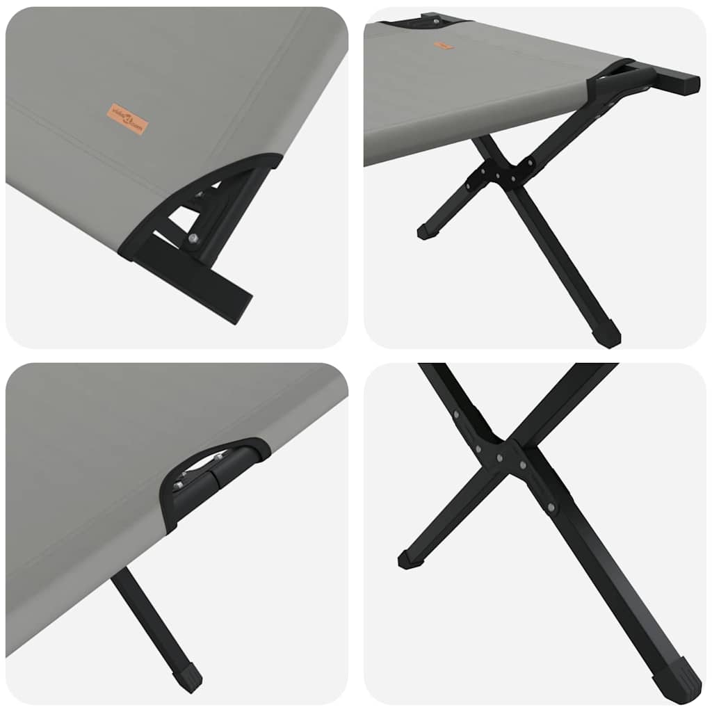 vidaXL Αναδιπλούμενο Κρεβάτι Κάμπινγκ 2 pcs Γκρι Ύφασμα Oxford