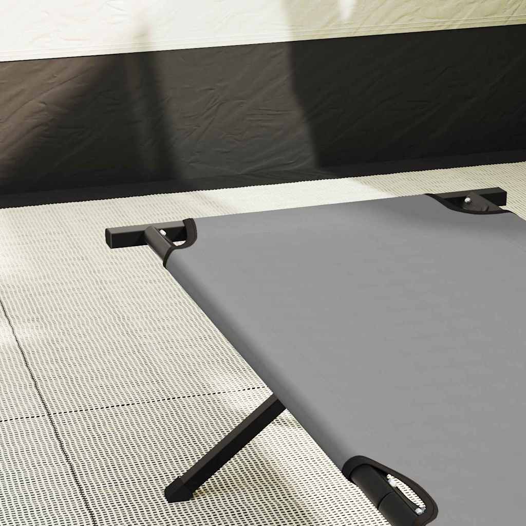 vidaXL Αναδιπλούμενο Κρεβάτι Κάμπινγκ 2 pcs Γκρι Ύφασμα Oxford