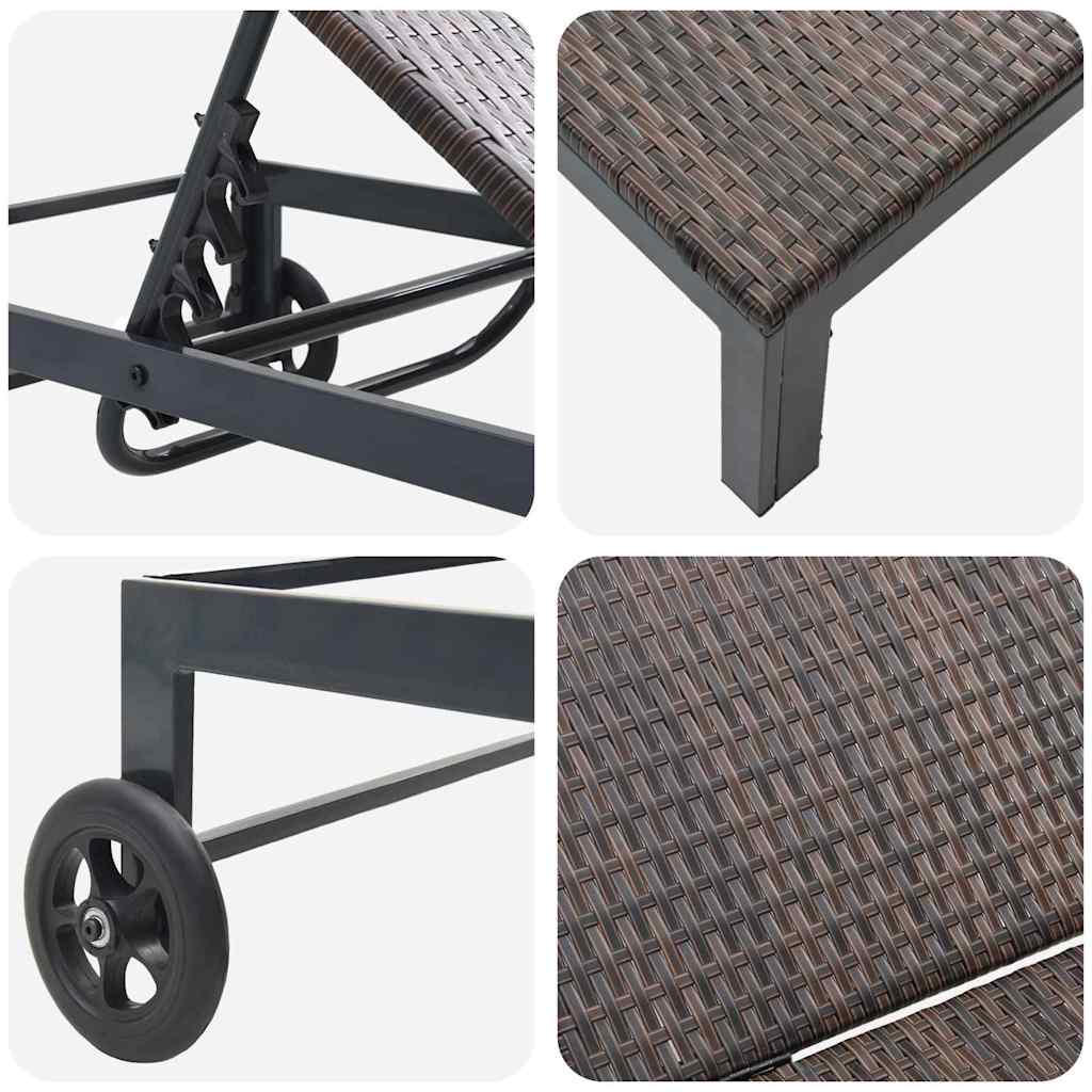 vidaXL Ξαπλώστρα με Ρόδες Καφέ Συνθετικό Ρατάν