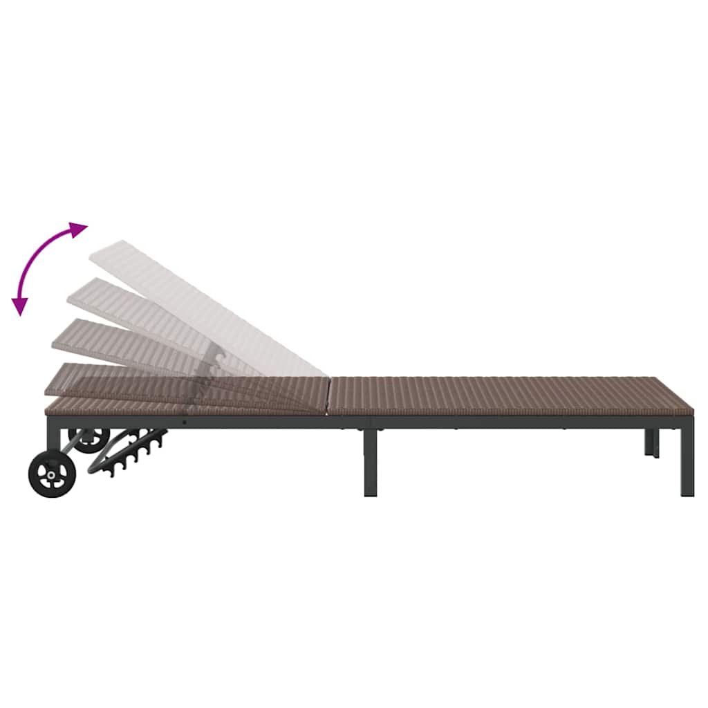 vidaXL Ξαπλώστρα με Ρόδες Καφέ Συνθετικό Ρατάν