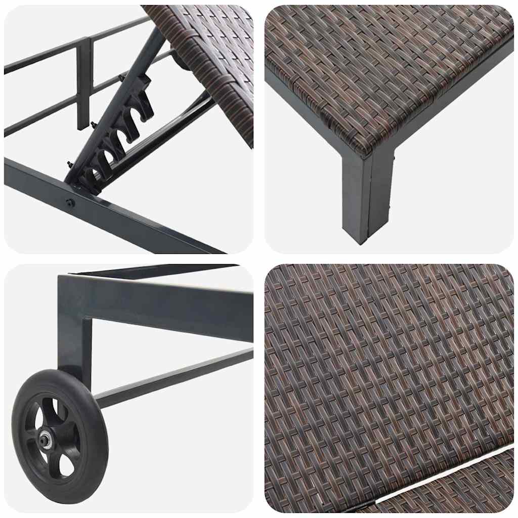 vidaXL Ήλιο-κρεβάτι Καφέ 206 x 115 x 75 εκ συνθετικό ρατάν