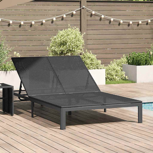 vidaXL Ήλιο-κρεβάτι Μαύρο 206 x 115 x 75 εκ συνθετικό ρατάν