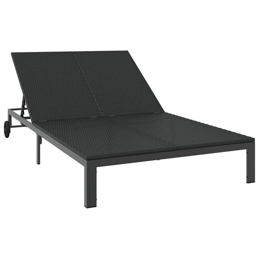 vidaXL Ήλιο-κρεβάτι Μαύρο 206 x 115 x 75 εκ συνθετικό ρατάν