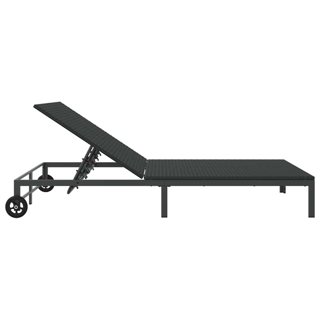 vidaXL Ήλιο-κρεβάτι Μαύρο 206 x 115 x 75 εκ συνθετικό ρατάν