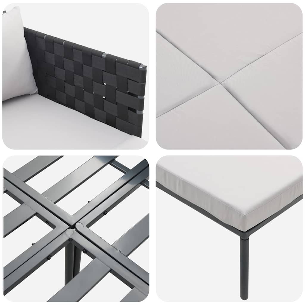 vidaXL Ξαπλώστρα με Μαξιλάρια 2 Ατόμων Ανθρακί 115x153x69,5 εκ Μεταλλικό