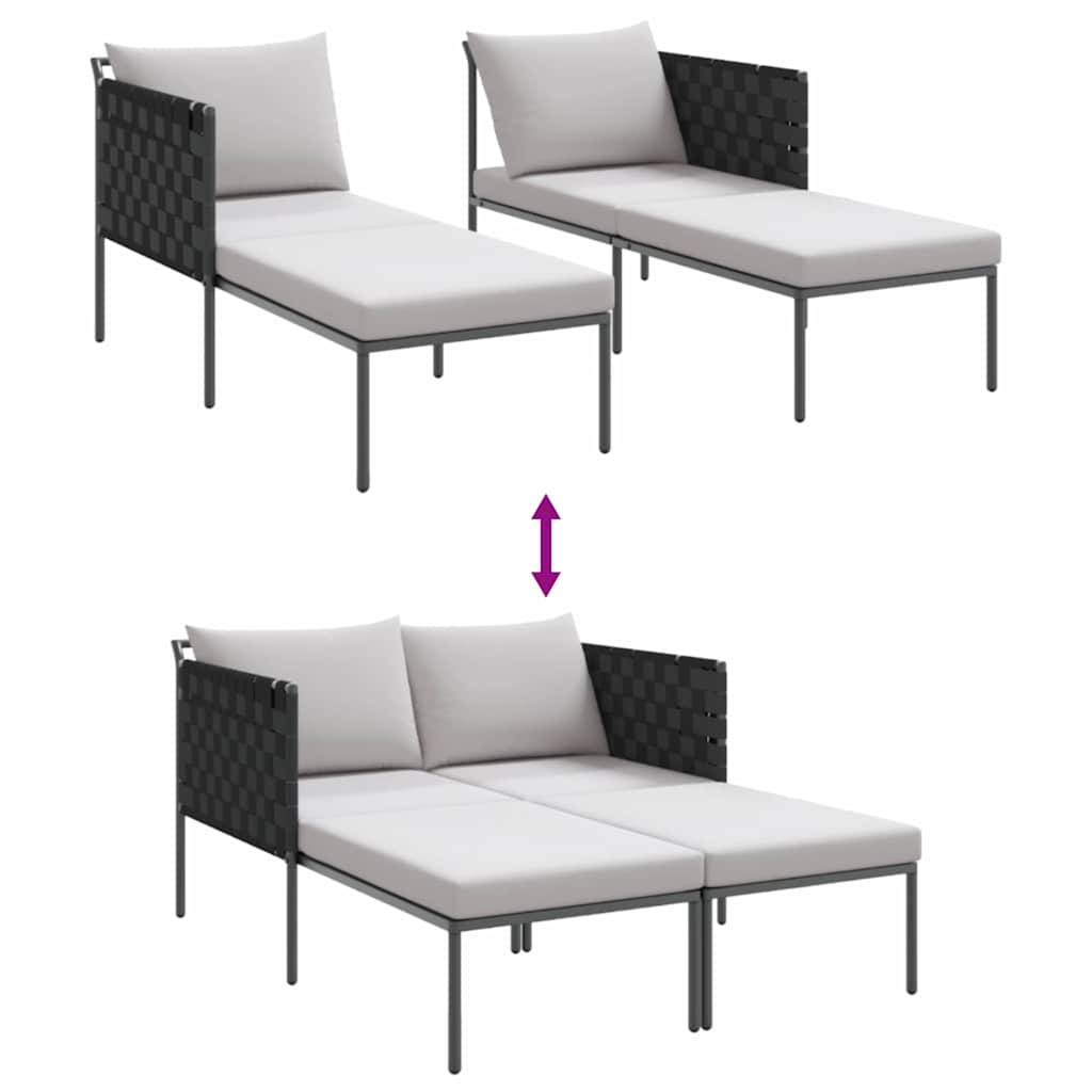 vidaXL Ξαπλώστρα με Μαξιλάρια 2 Ατόμων Ανθρακί 115x153x69,5 εκ Μεταλλικό