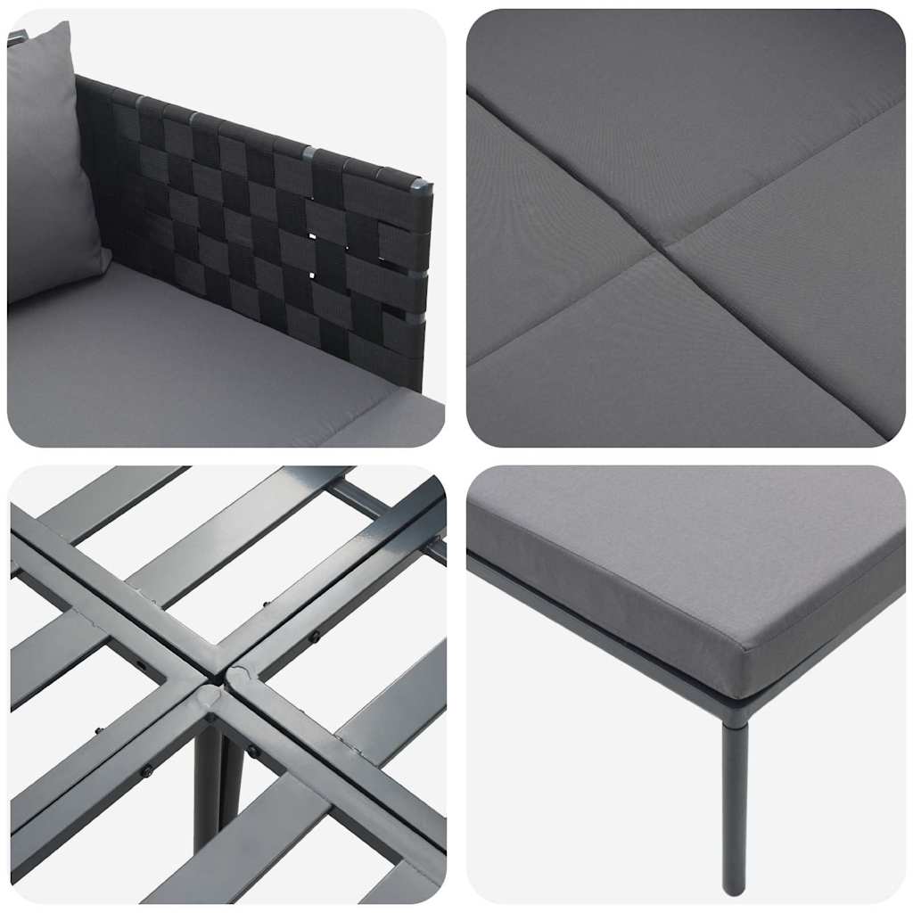 vidaXL Ξαπλώστρα με Μαξιλάρια 2-Ατόμων Ανθρακί 115x153x69,5 εκ Ατσάλι