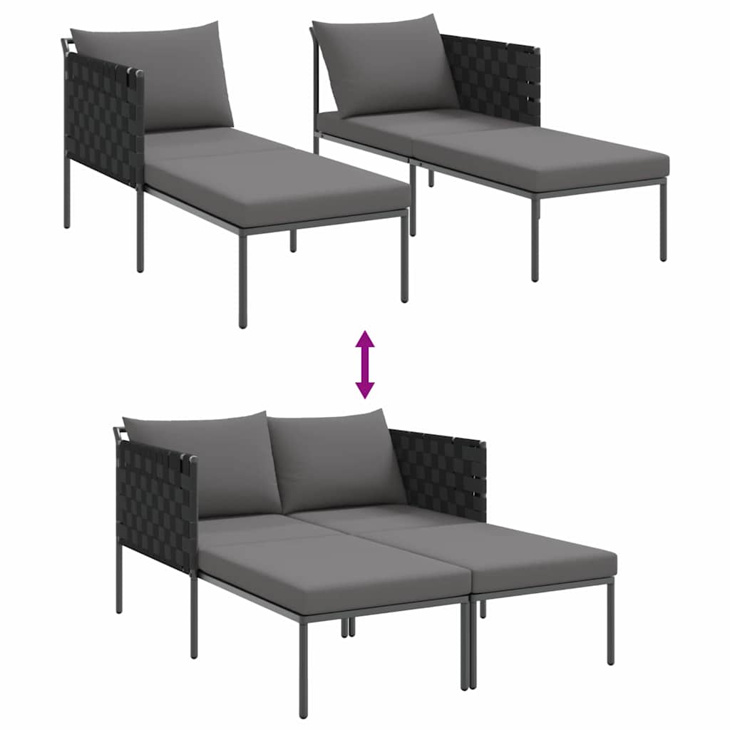 vidaXL Ξαπλώστρα με Μαξιλάρια 2-Ατόμων Ανθρακί 115x153x69,5 εκ Ατσάλι