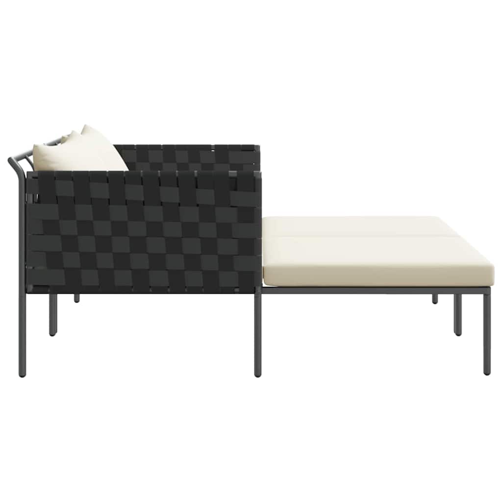 vidaXL Ξαπλώστρα με Μαξιλάρια 2 Ατόμων Ανθρακί 115x153x69,5 εκ. Ατσάλι