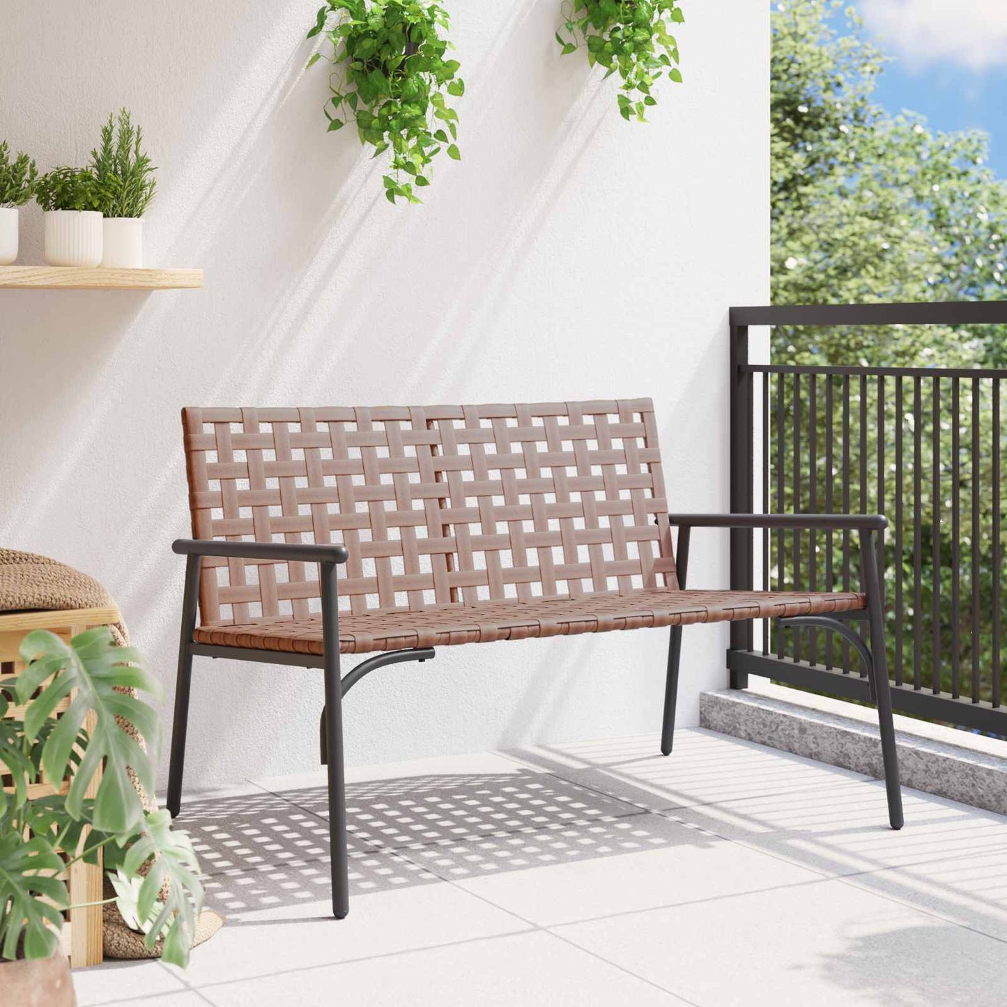 vidaXL Κήπος Πάγκος Μαύρος 113x79x75 εκ. Ρατάν