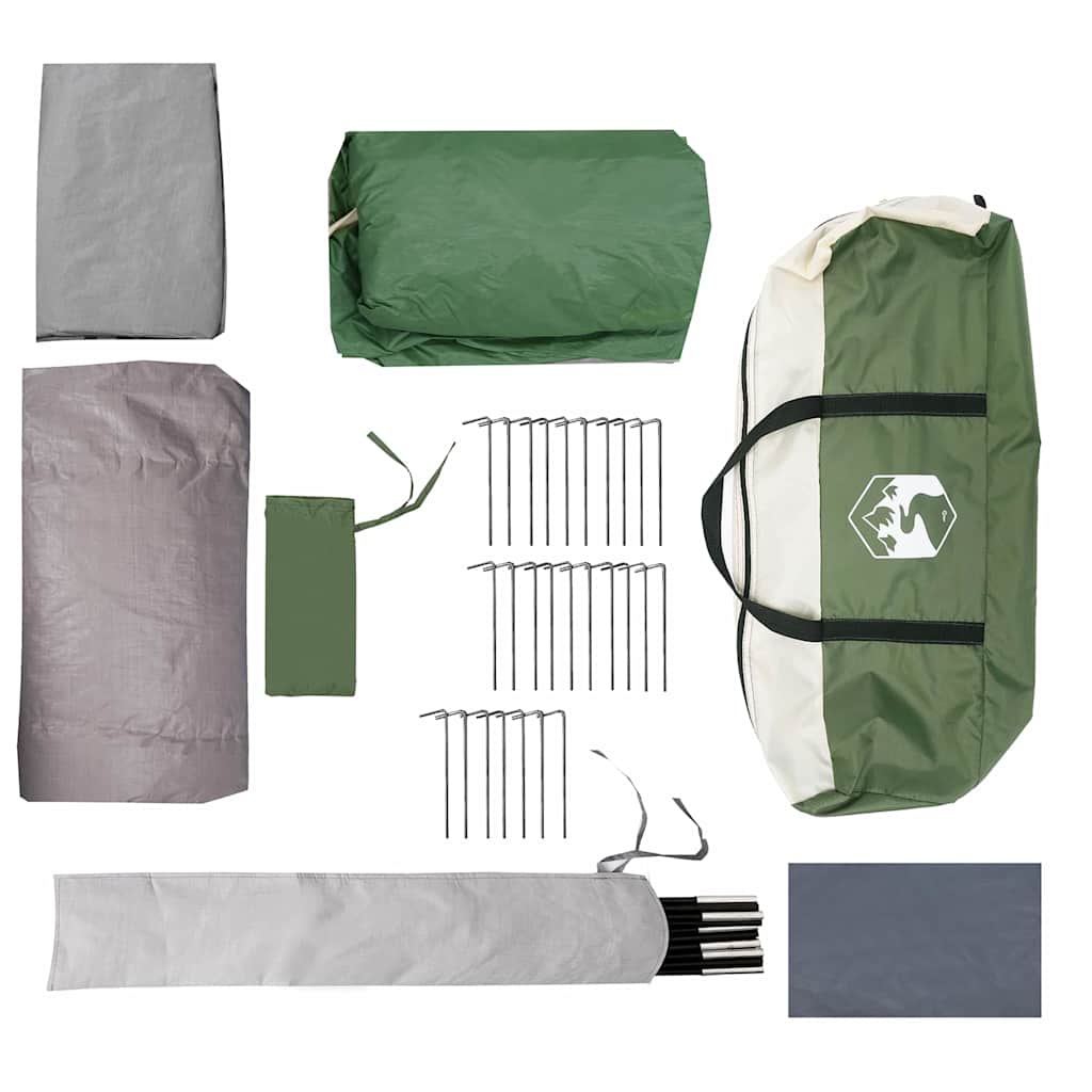 vidaXL Σκηνή τούνελ με στέγη Πράσινο και Λευκό 740 x 370 x 220 εκ.