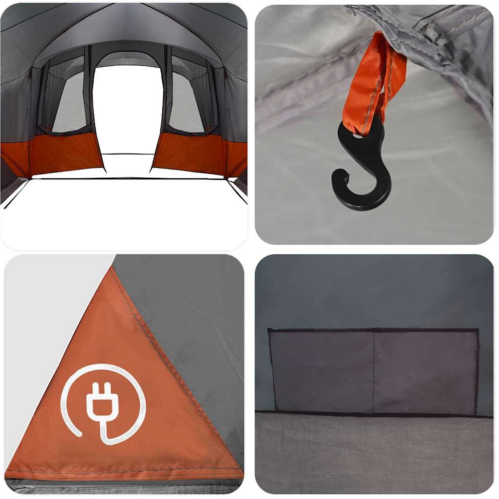 vidaXL Οικογενειακή Σκηνή Γκρι και Πορτοκαλί 760 x 645 x 230 εκ.