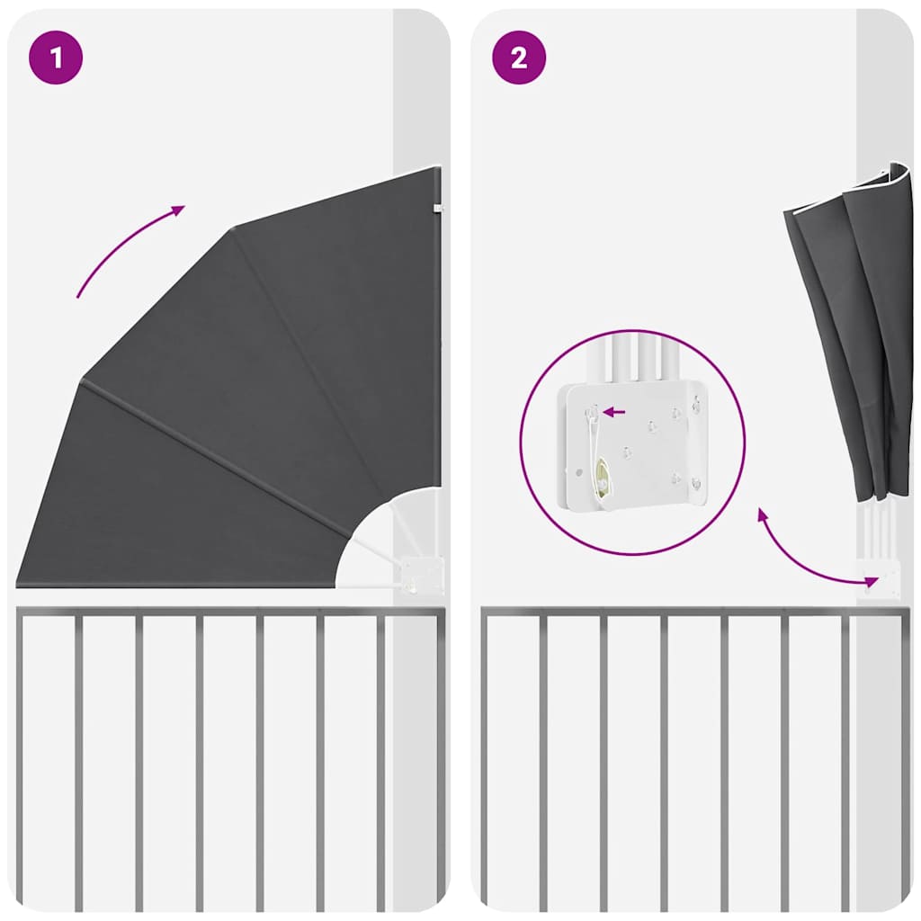 vidaXL Αδιάφανο σκίαστρο μπαλκονιού Μαύρο 115 x 115 εκ Πολυεστέρας