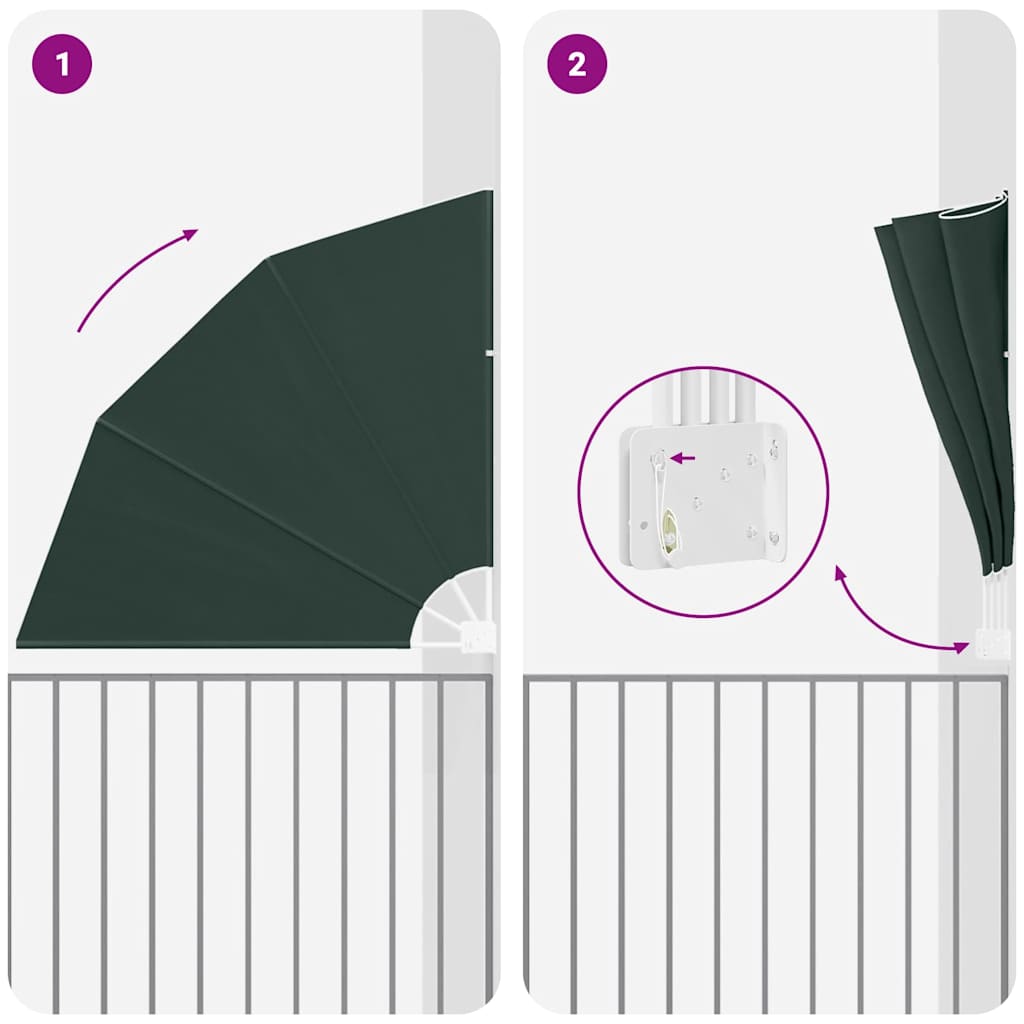 vidaXL Αδιάφανο σκίαστρο μπαλκονιού Σκούρο Πράσινο 140 x 140 cm