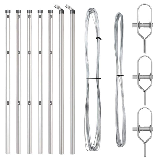 vidaXL Πό posts φράχτη 7 pcs Ασημί Ø32mm 80 εκ Γαλβανισμένος χάλυβας