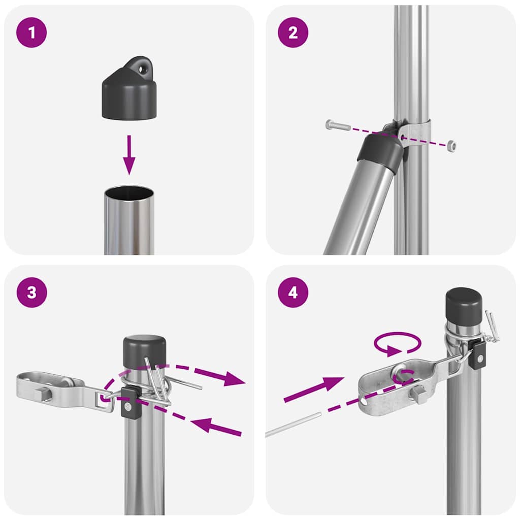 vidaXL Πό posts φράχτη 7 pcs Ασημί Ø32mm 190 εκ Γαλβανισμένος χάλυβας