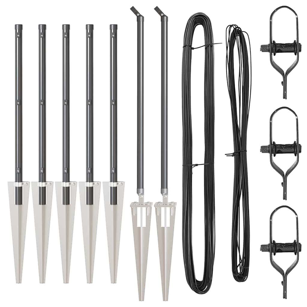 vidaXL Πό posts φράχτη 7 pcs Γκρι Ø32mm 120 εκ Γαλβανισμένος χάλυβας