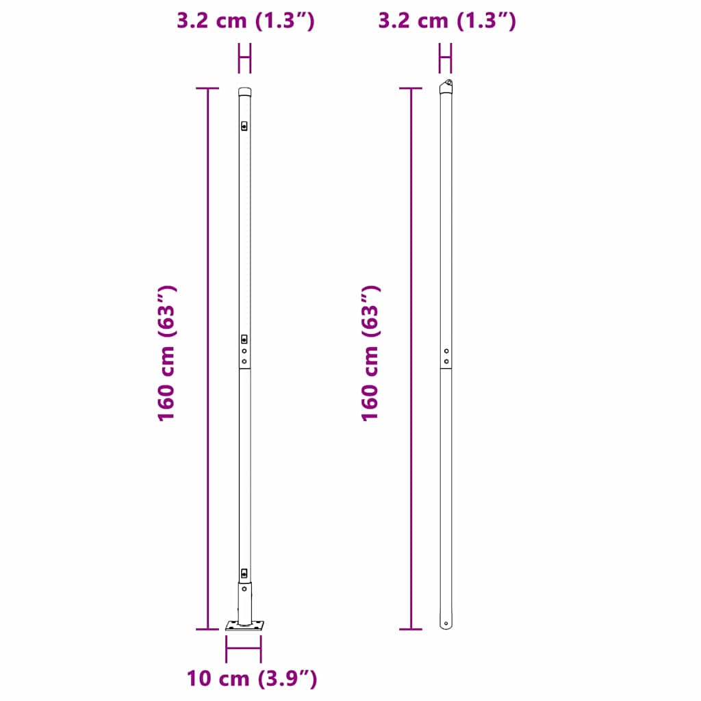 vidaXL Πό posts φράχτη 13 pcs Πράσινο Ø32mm 160 εκ