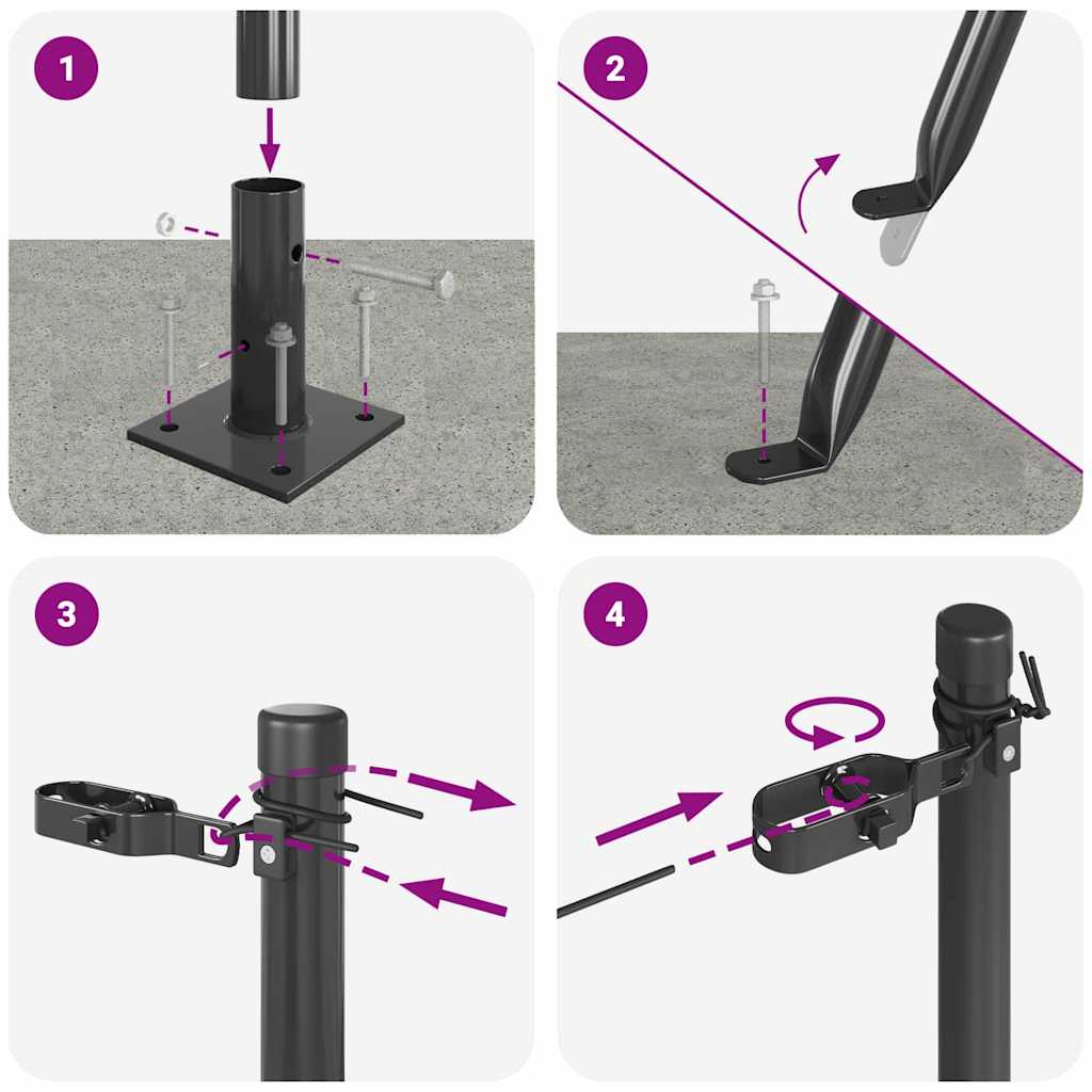 vidaXL Πό posts φράχτη 7 pcs Γκρι Ø32mm 130 εκ Γαλβανισμένος χάλυβας
