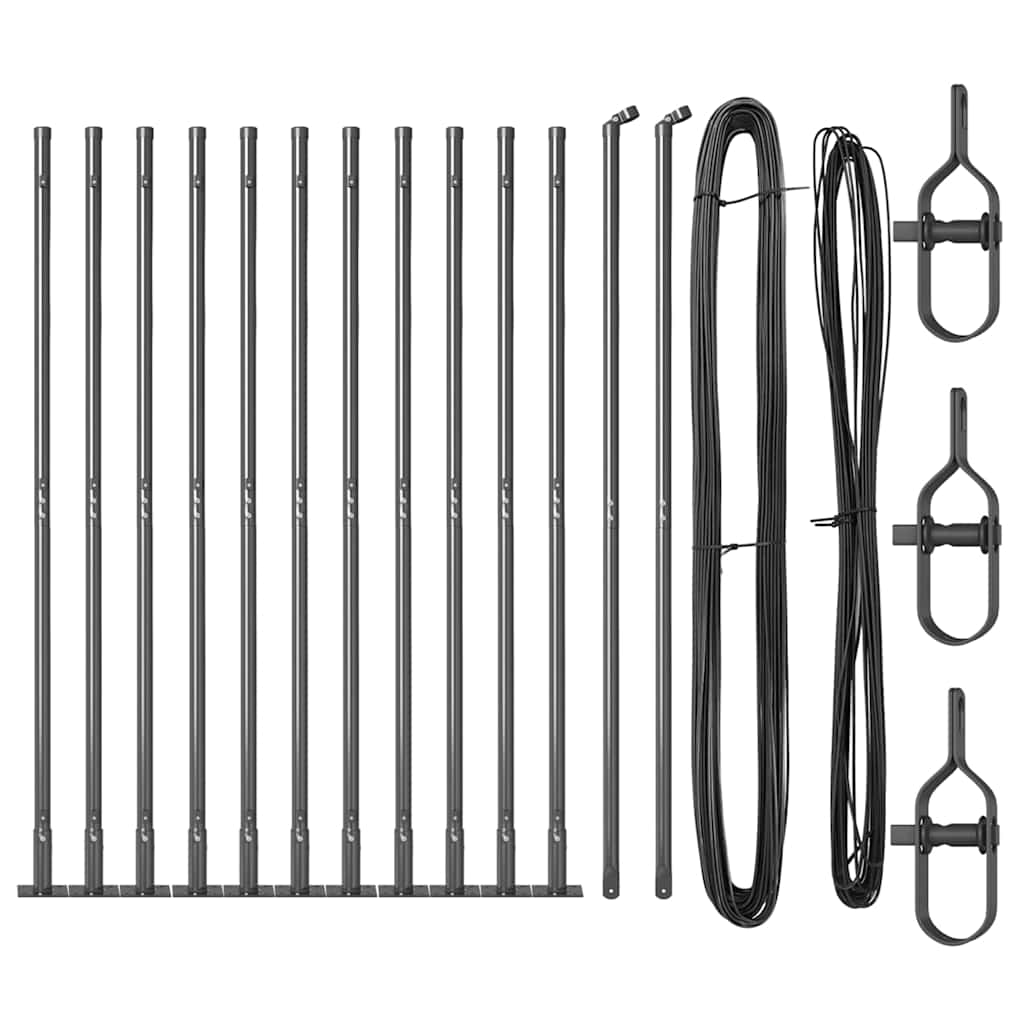 vidaXL Πό posts φράχτη 13 pcs Γκρι Ø32mm 160 εκ Γαλβανισμένος χάλυβας