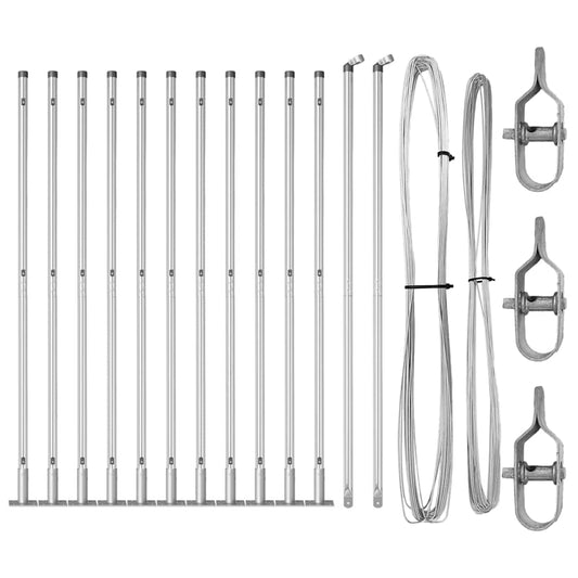 vidaXL Πό posts φράχτη 13 pcs Ασημί Ø32mm 130 εκ Γαλβανισμένος χάλυβας