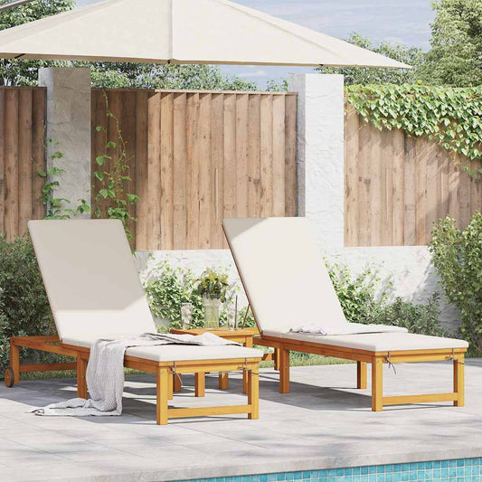 vidaXL Ξαπλώστρα 2 pcs Καφέ 202 x 53 x 89 εκ Στερεό Ξύλο Ακακίας