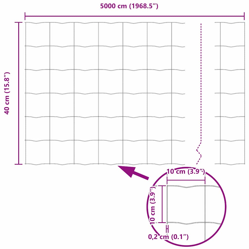 vidaXL Φράχτης Εuro 0,4 x 50 μ. Σίδηρος με επικάλυψη PVC