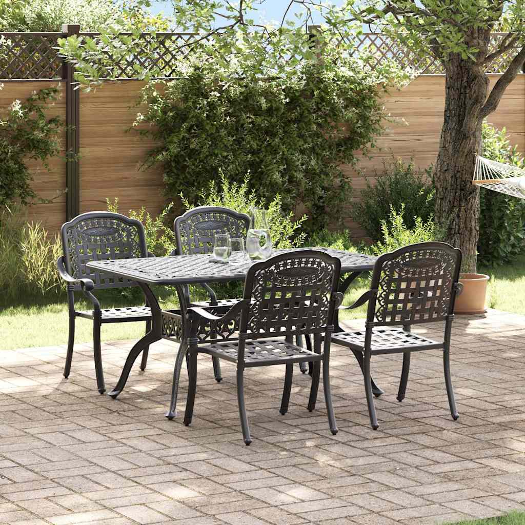 vidaXL Σέτ φαγητού για κήπο 5 pcs Μαύρο Αλουμίνιο