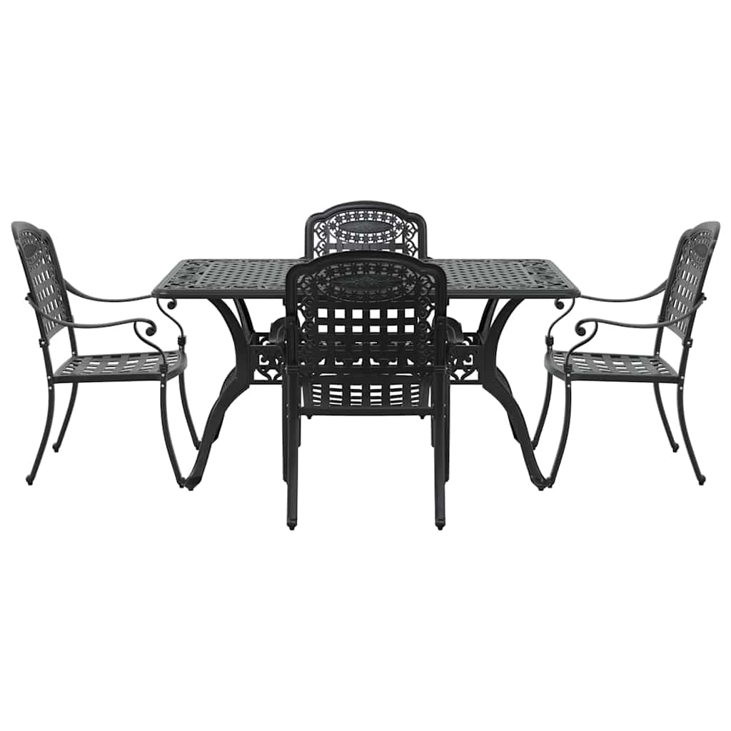 vidaXL Σέτ φαγητού για κήπο 5 pcs Μαύρο Αλουμίνιο