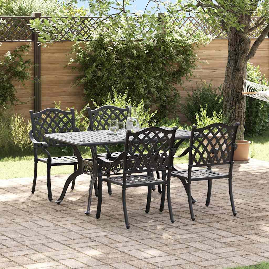 vidaXL Σέτ φαγητού για κήπο 5 pcs Μαύρο Αλουμίνιο
