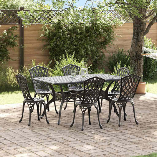vidaXL Σέτ φαγητού για κήπο 7 pcs Μαύρο Αλουμίνιο