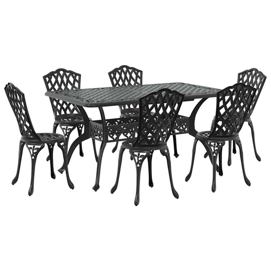 vidaXL Σέτ φαγητού για κήπο 7 pcs Μαύρο Αλουμίνιο