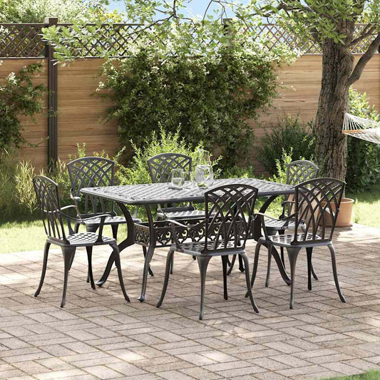 vidaXL Σέτ φαγητού για κήπο 7 pcs Μαύρο Αλουμίνιο