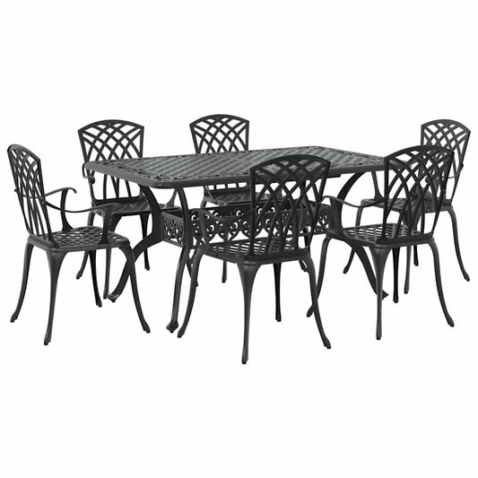vidaXL Σέτ φαγητού για κήπο 7 pcs Μαύρο Αλουμίνιο