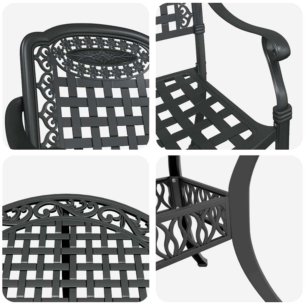 vidaXL Σέτ φαγητού για κήπο 5 pcs Μαύρο Αλουμίνιο