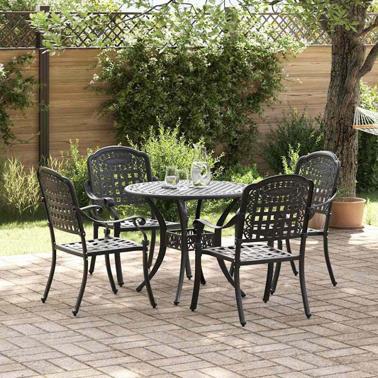 vidaXL Σέτ φαγητού για κήπο 5 pcs Μαύρο Αλουμίνιο