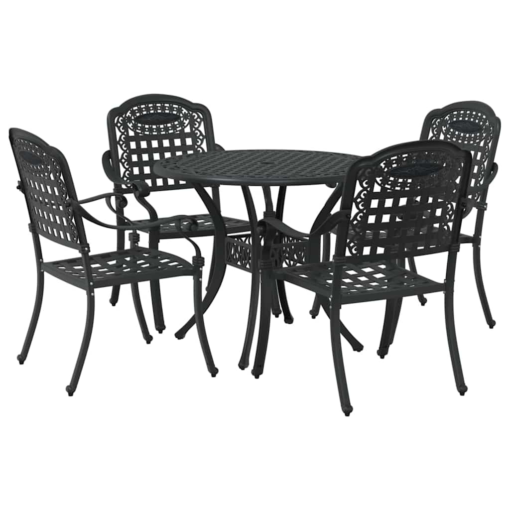 vidaXL Σέτ φαγητού για κήπο 5 pcs Μαύρο Αλουμίνιο