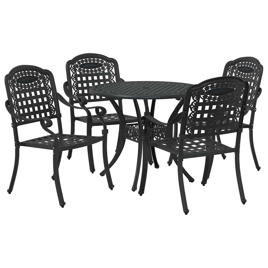 vidaXL Σέτ φαγητού για κήπο 5 pcs Μαύρο Αλουμίνιο