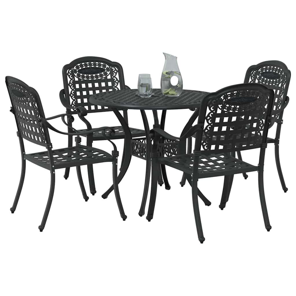 vidaXL Σέτ φαγητού για κήπο 5 pcs Μαύρο Αλουμίνιο