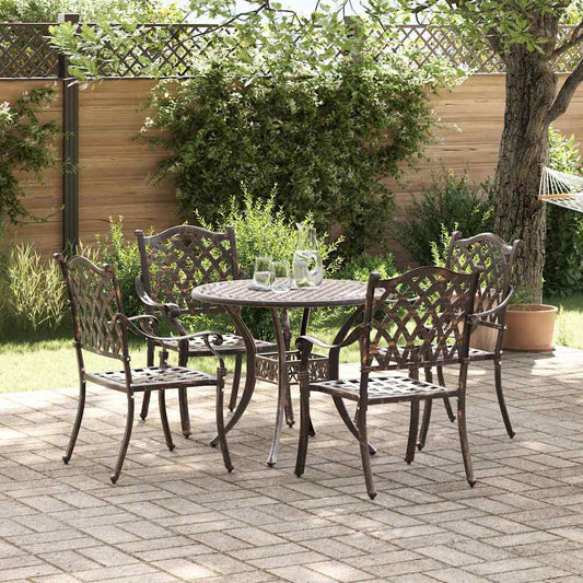 vidaXL Σέτ φαγητού για κήπο 5 pcs Μπρονζέ Αλουμίνιο