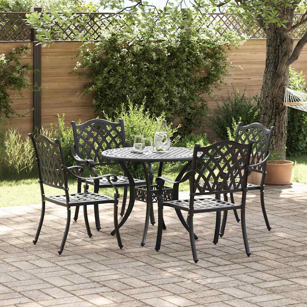 vidaXL Σέτ φαγητού για κήπο 5 pcs Μαύρο Αλουμίνιο