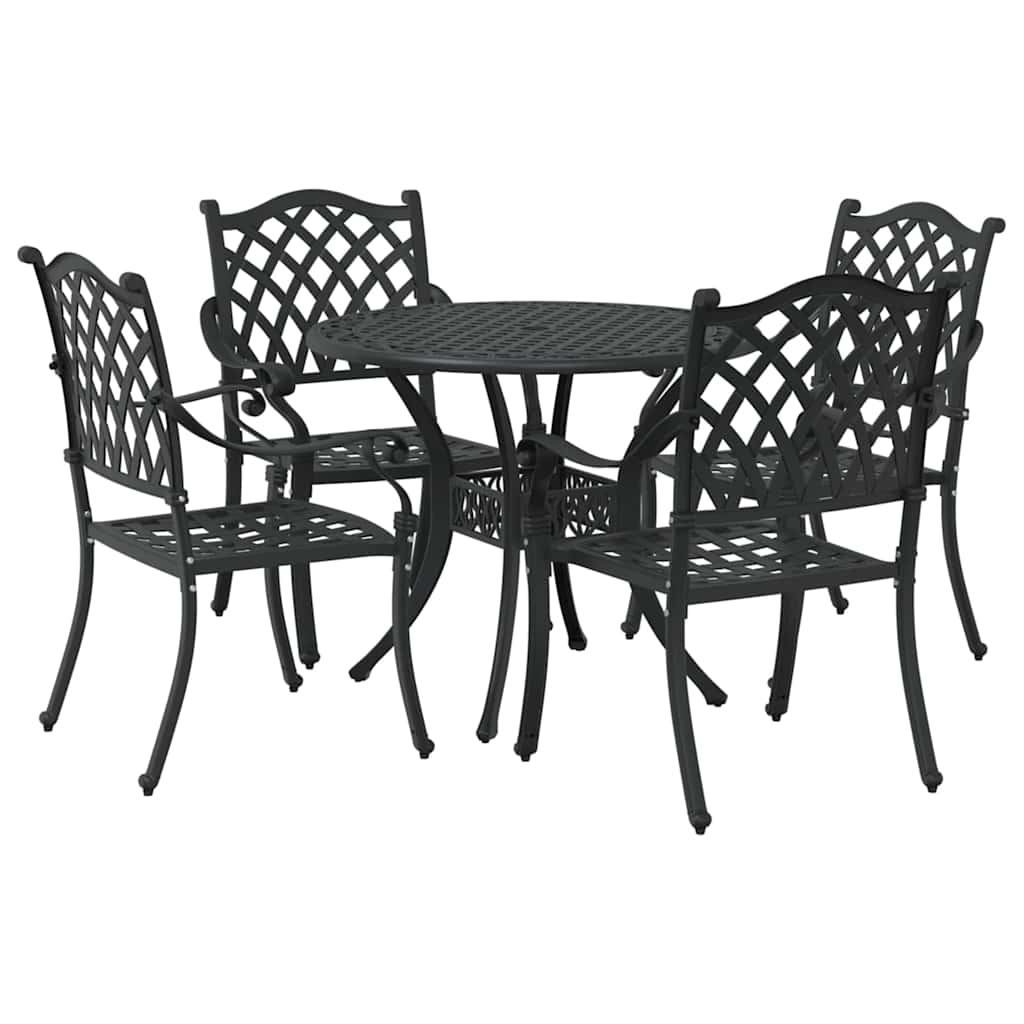 vidaXL Σέτ φαγητού για κήπο 5 pcs Μαύρο Αλουμίνιο