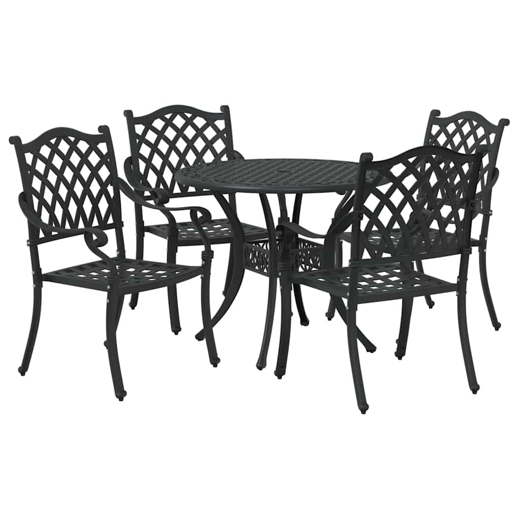vidaXL Σέτ φαγητού για κήπο 5 pcs Μαύρο Αλουμίνιο