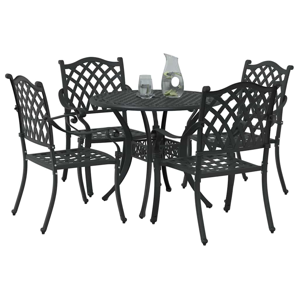 vidaXL Σέτ φαγητού για κήπο 5 pcs Μαύρο Αλουμίνιο