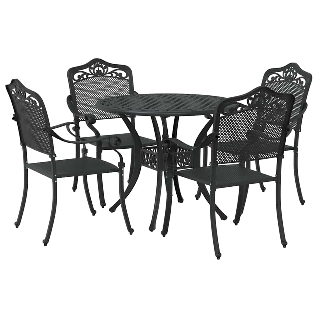 vidaXL Σέτ φαγητού για κήπο 5 pcs Μαύρο Αλουμίνιο
