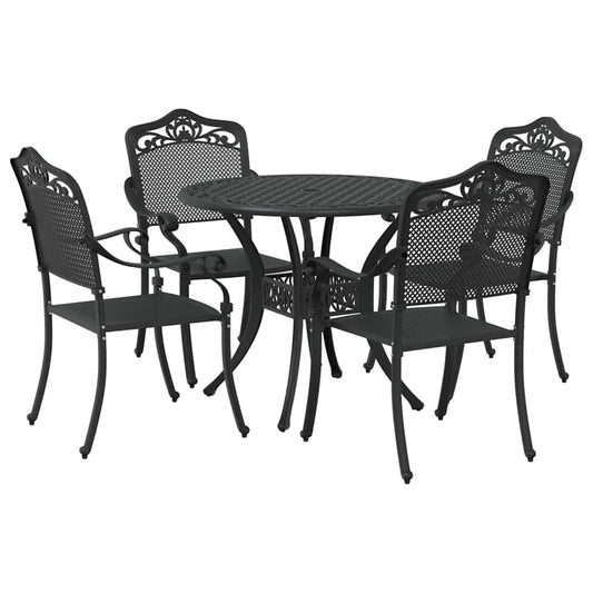 vidaXL Σέτ φαγητού για κήπο 5 pcs Μαύρο Αλουμίνιο