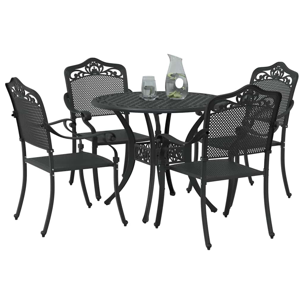 vidaXL Σέτ φαγητού για κήπο 5 pcs Μαύρο Αλουμίνιο