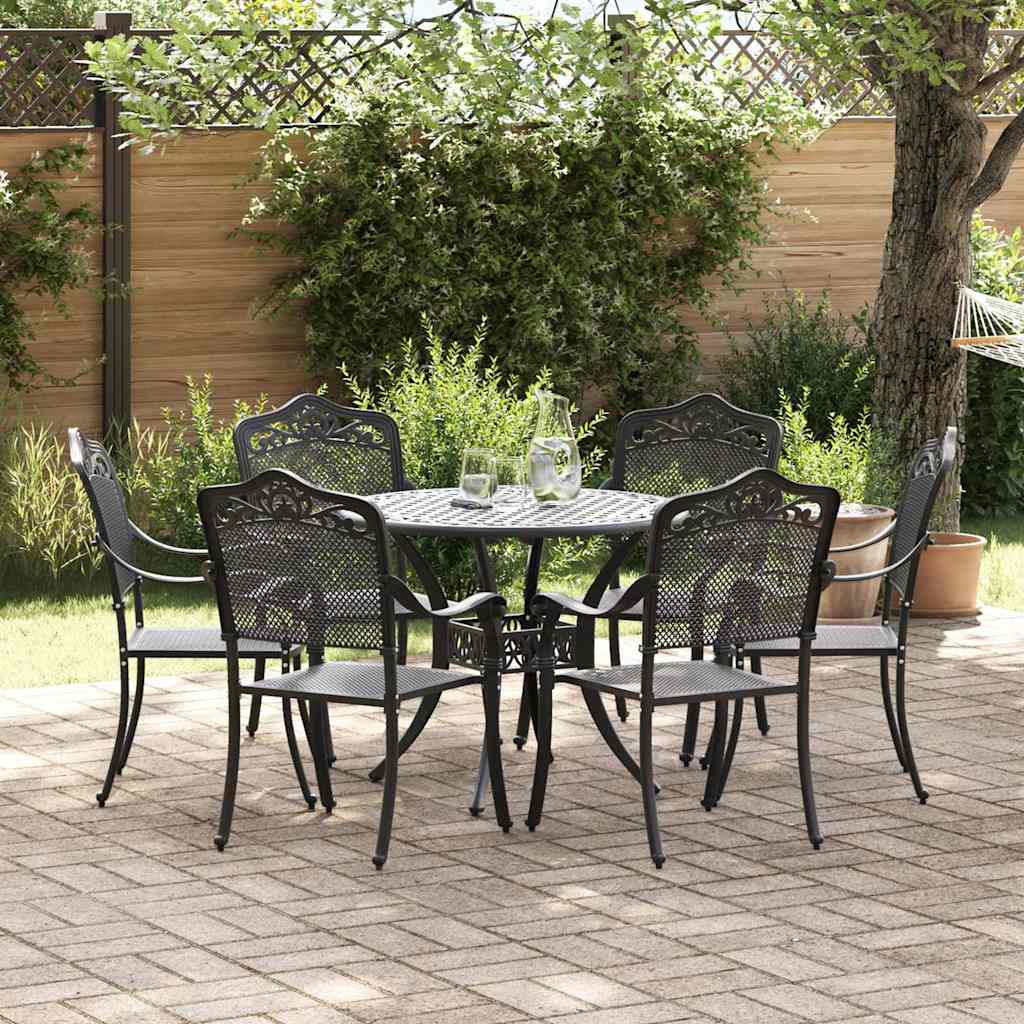 vidaXL Σέτ φαγητού για κήπο 7 pcs Μαύρο Αλουμίνιο