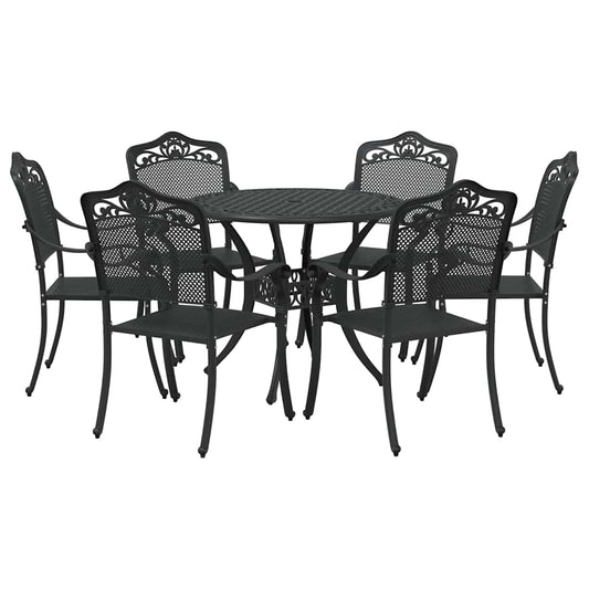 vidaXL Σέτ φαγητού για κήπο 7 pcs Μαύρο Αλουμίνιο