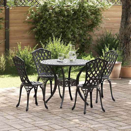 vidaXL Σέτ φαγητού για κήπο 5 pcs Μαύρο Αλουμίνιο